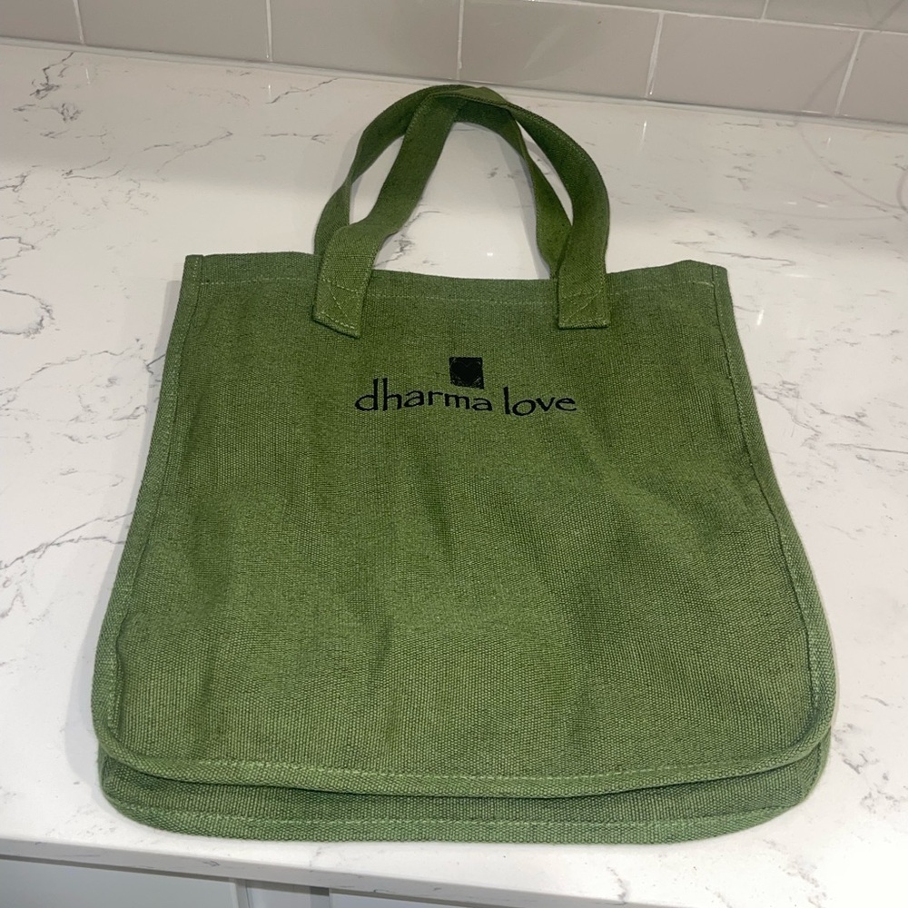 Dharma love bear (block print) Tahoe hemp tote - Picture 2 of 6